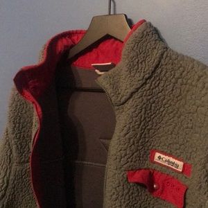 Columbia PFG Sherpa Full ZIP Jacket - Grey/Red